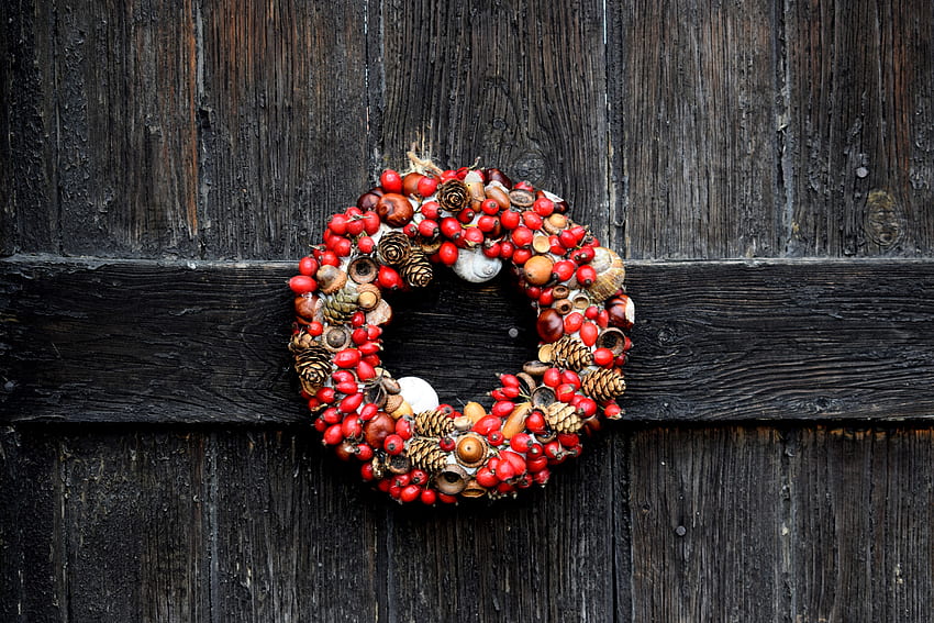 Holidays, Cones, Briar, Acorns, Christmas, Wreath HD wallpaper