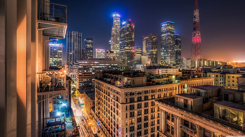 Los Angeles At Night Ultra Background for, Downtown Los Angeles HD wallpaper