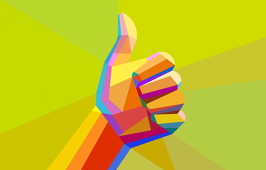 Finger, Gesture, Fist, Low Poly, All - Thumbs Up Polygon - HD wallpaper