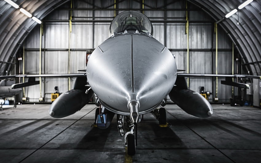 General Dynamics F-16 Fighting Falcon, vista frontale, caccia americano, F-16C, Polish Air Force, aereo militare Sfondo HD
