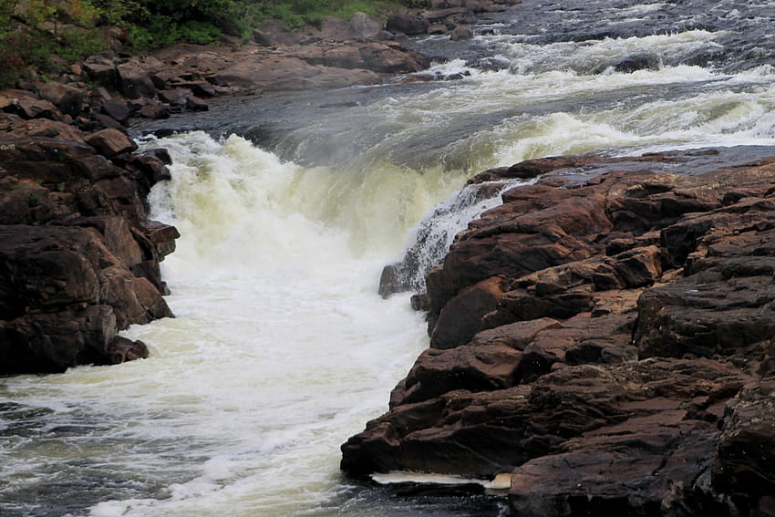 Rockwell Falls, река, Адирондак, живописен, водопад, Ню Йорк, Хъдсън, скали HD тапет