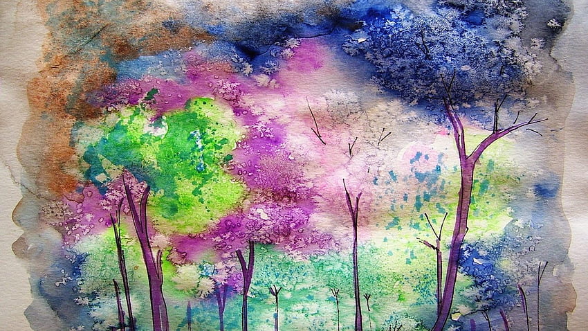 Watercolors Art art jungle trees HD wallpaper