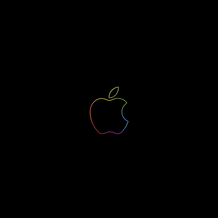 Лого на Apple, цветно, контур, черен фон, iPad, , технология, сладко лого на Apple HD тапет за телефон