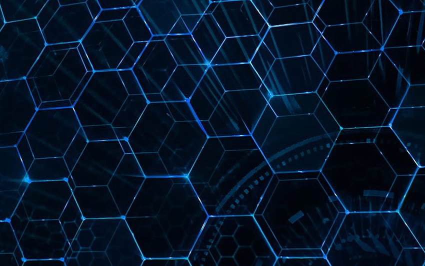 3D-Neon-Hexagone-Hintergrund, blauer kreativer Hintergrund, Neon-Blaulicht-Hexagone, Technologie-Hintergrund für mit Auflösung. Hohe Qualität, Neonblau 3D HD-Hintergrundbild