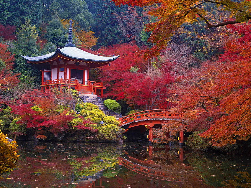 Templo Daigo Ji en otoño Kyoto Japón prediseñadas PNG transparente y de alta calidad fondo de pantalla