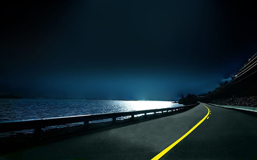 Road Night Scene PPT Background for your PowerPoint Templates, Night Driving HD wallpaper