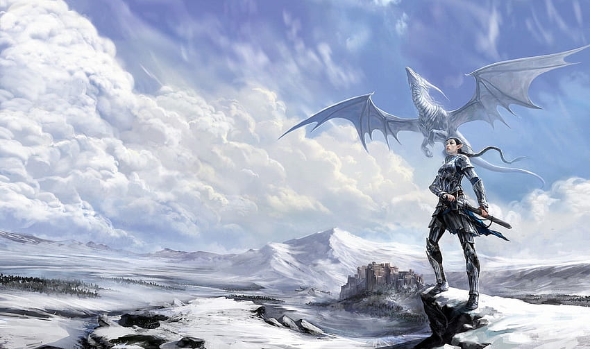 Wallpaper cold, ice, weapons, dragon, sword, anime, art, guy for mobile and  desktop, section сёнэн, resolution 3000x1492 - download