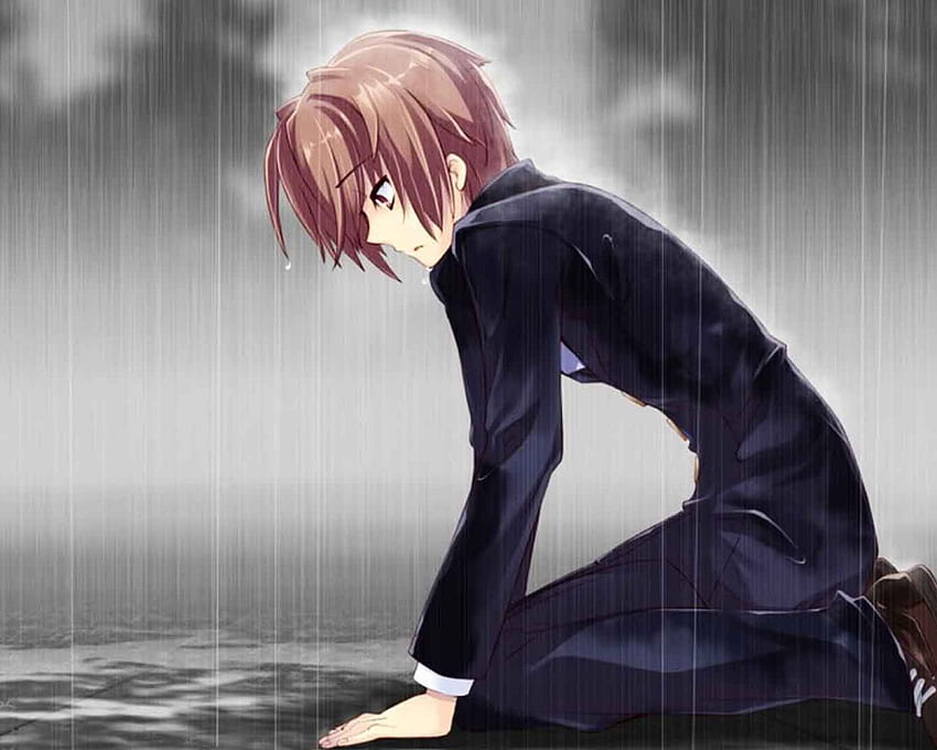 Crying Anime Boy, Alone Boy Sad Anime HD wallpaper