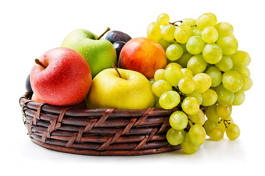 HEALTHY BREAKFAST APPLE AND GRAPES, chicken, fast, hot, cool, food, nice HD wallpaper