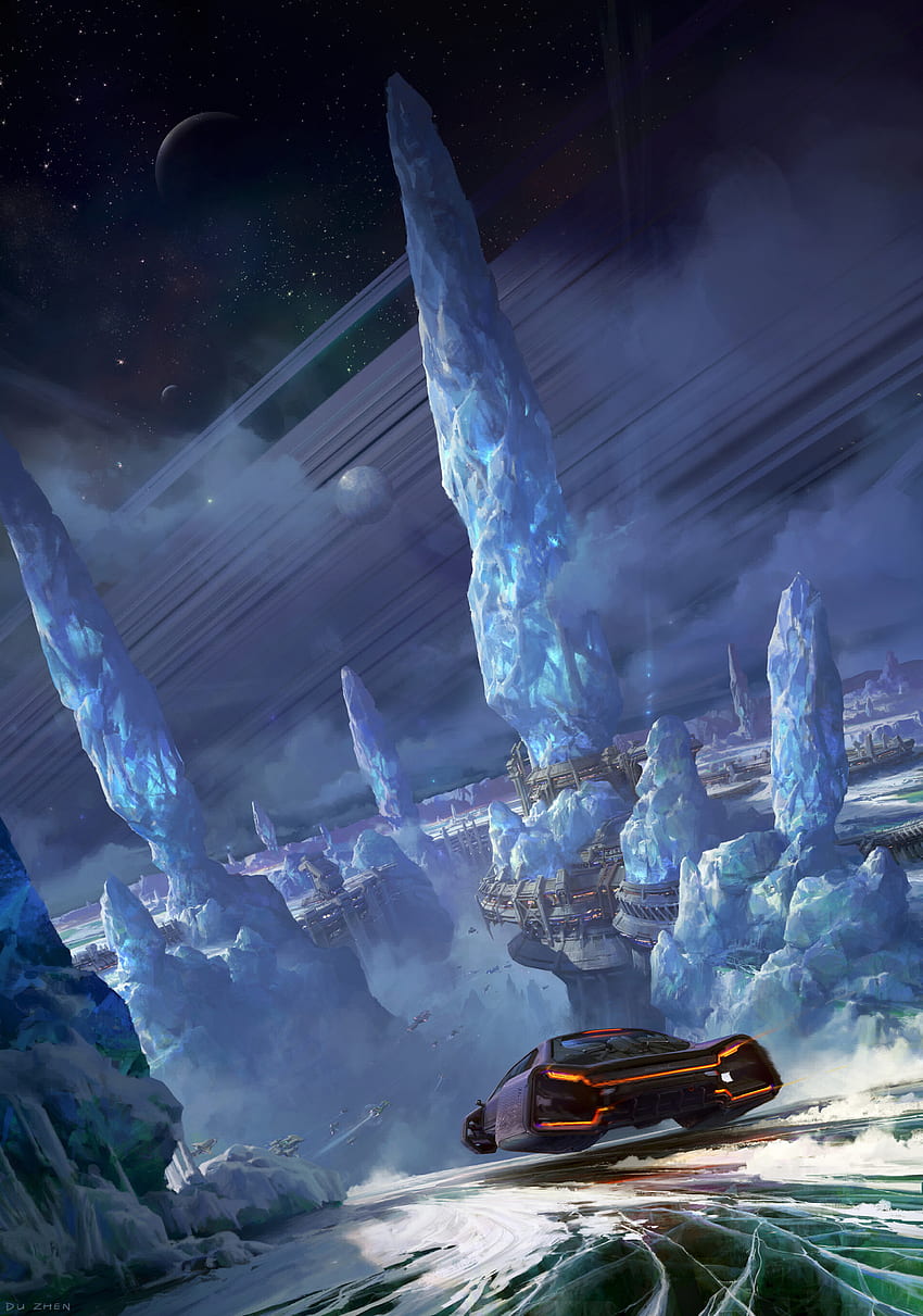 Fantasy, Car, Speed, Sci-Fi, Glaciers HD phone wallpaper