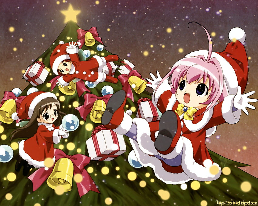 A Snow for Christmas, star, a little snow fairy sugar, presents, anime, salt, sugar, pepper, christmas tree HD wallpaper
