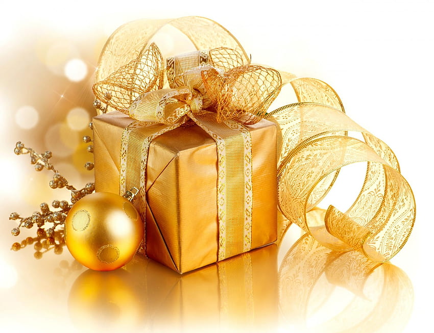 golden xmas merry christmas gift box dekorasi natal tahun baru hadir gold decoration belt Wallpaper HD