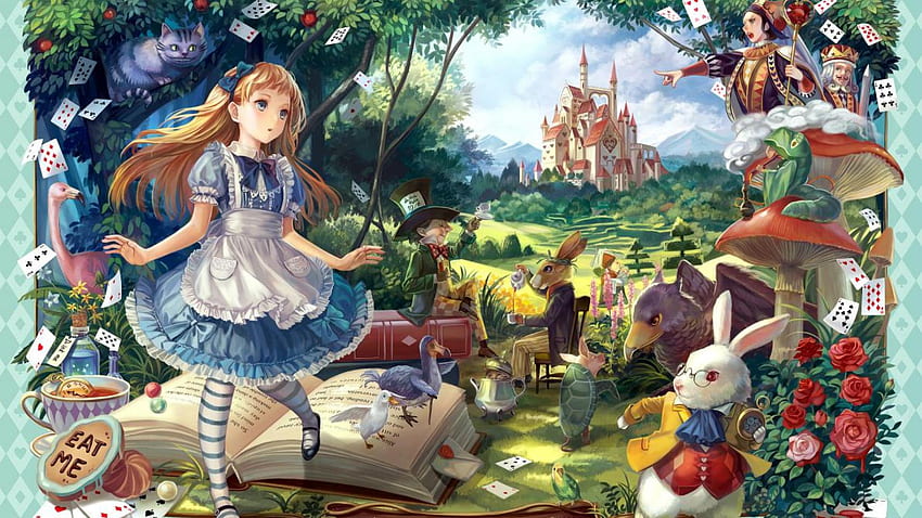 Alice im Wunderland, Alice im Wunderland-Cartoon HD-Hintergrundbild