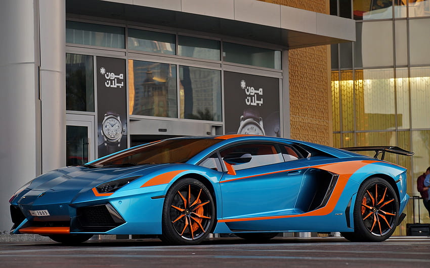 Lamborghini Aventador, auto blu, aventador, vista laterale, auto, lamborghini, veicoli Sfondo HD