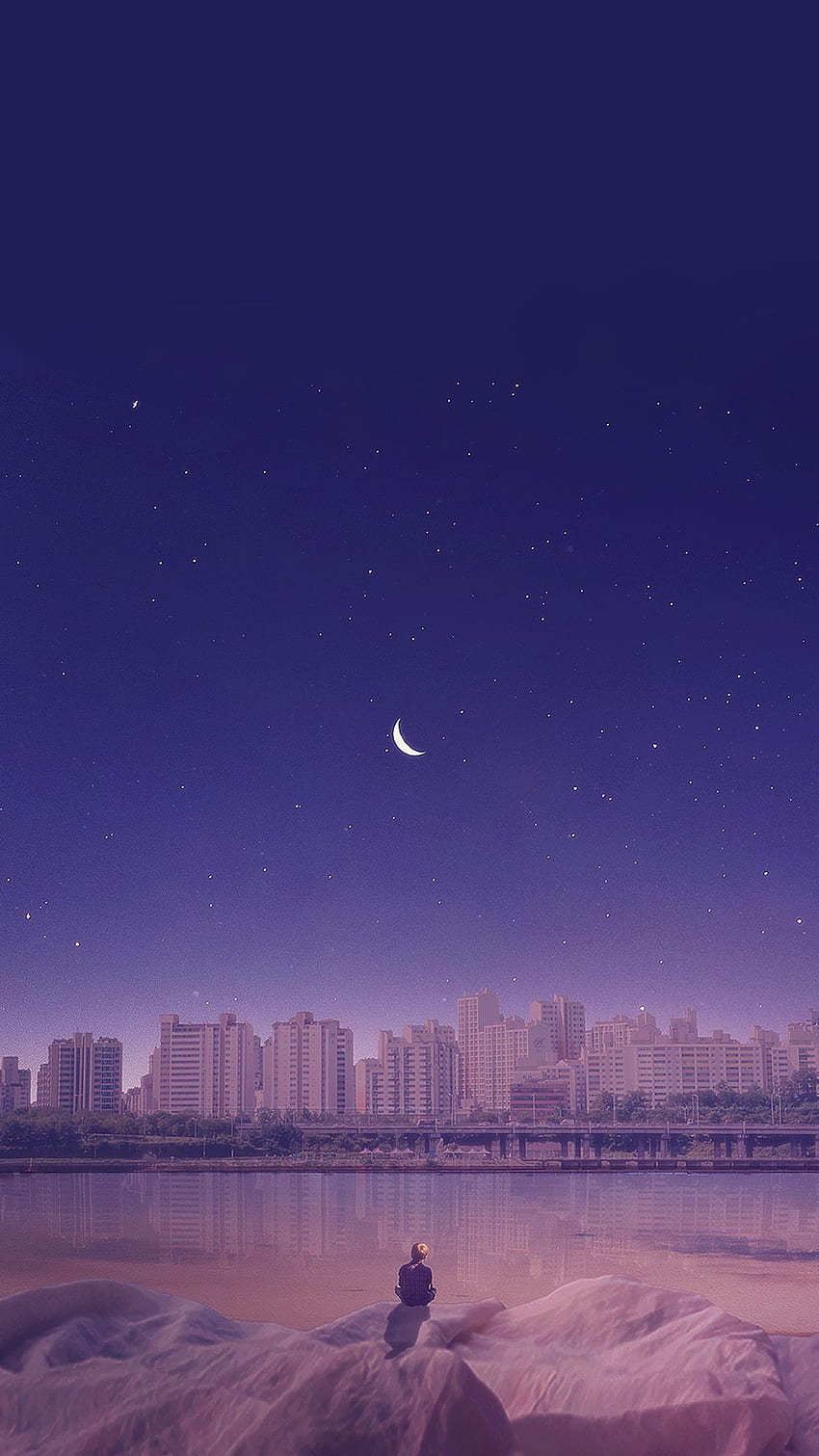 Purple gentle moon . Scenery , Anime scenery, Landscape, Anime Night Sky  Moon HD phone wallpaper | Pxfuel