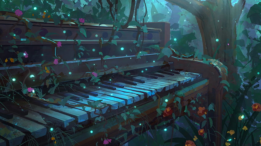 Abandoned piano, anime HD wallpaper