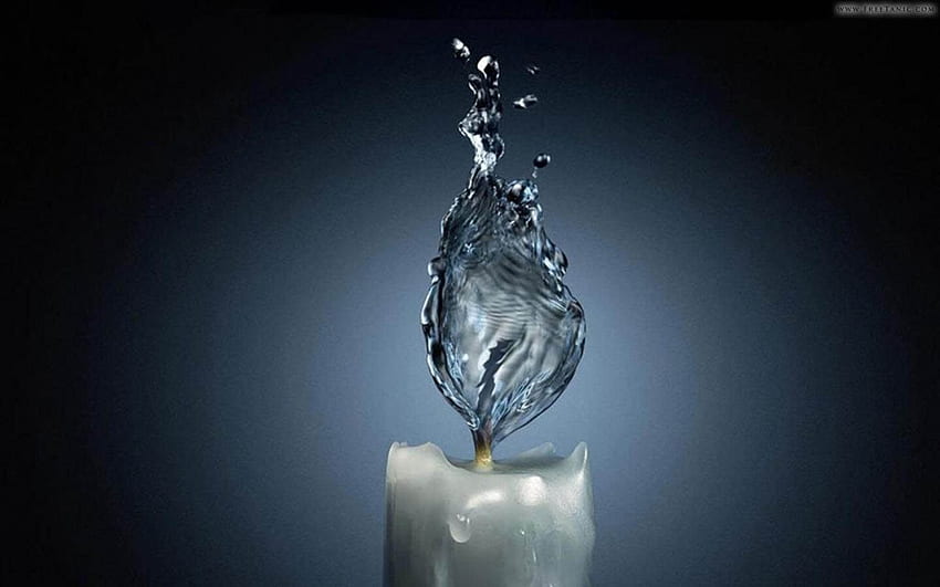 water candle, water, 3d, candle HD wallpaper
