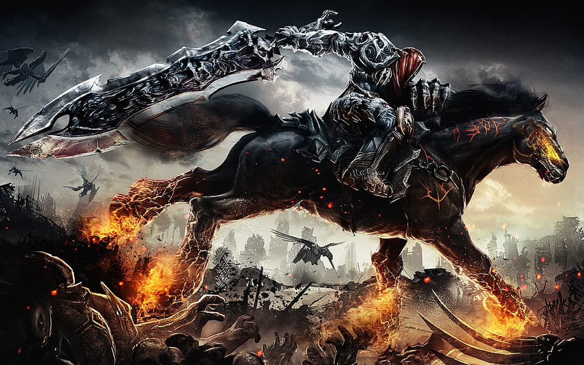 Demon Rider, caballo, jinete, oscuro, demonio fondo de pantalla