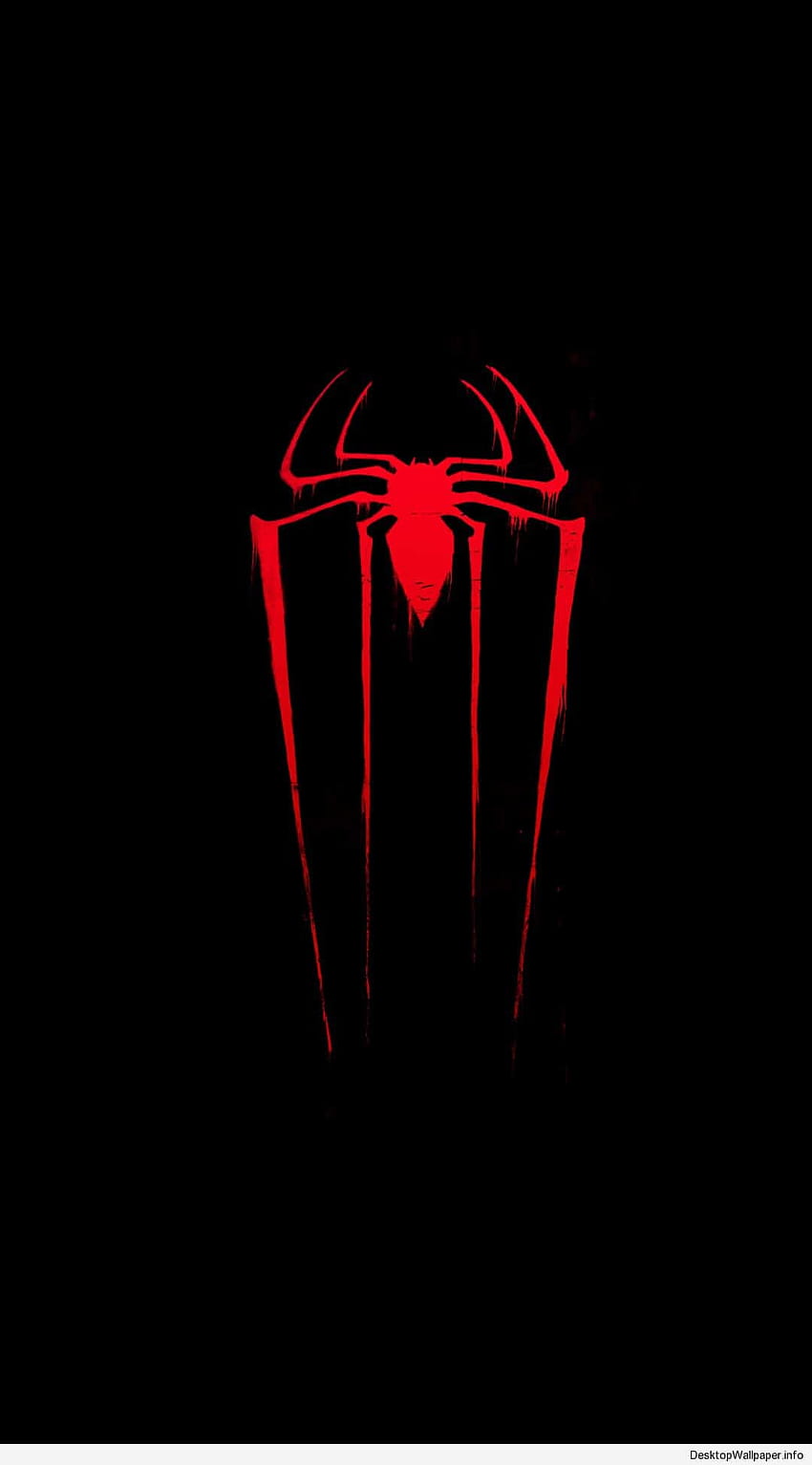 黒のスパイダーマンのロゴ、赤のロゴ HD電話の壁紙
