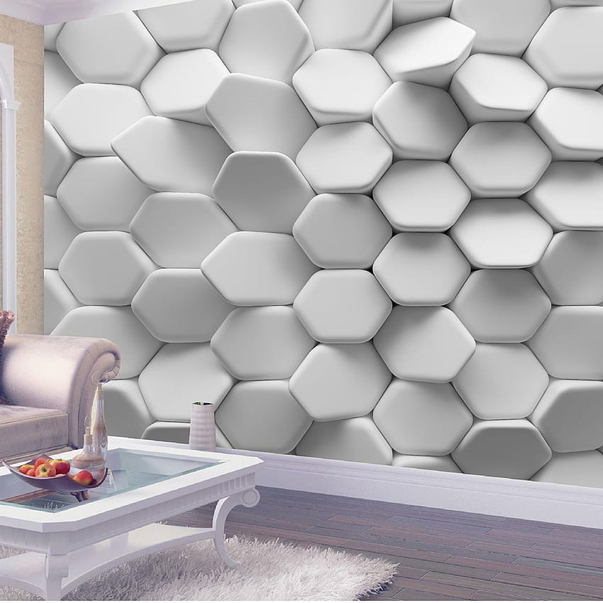 3D Hexagon White Color Self Adhesive PVC 3D – Wall Kriti – ของขวัญองค์กร วาด แก้วน้ำ เสื้อยืด วอลล์เปเปอร์โทรศัพท์ HD