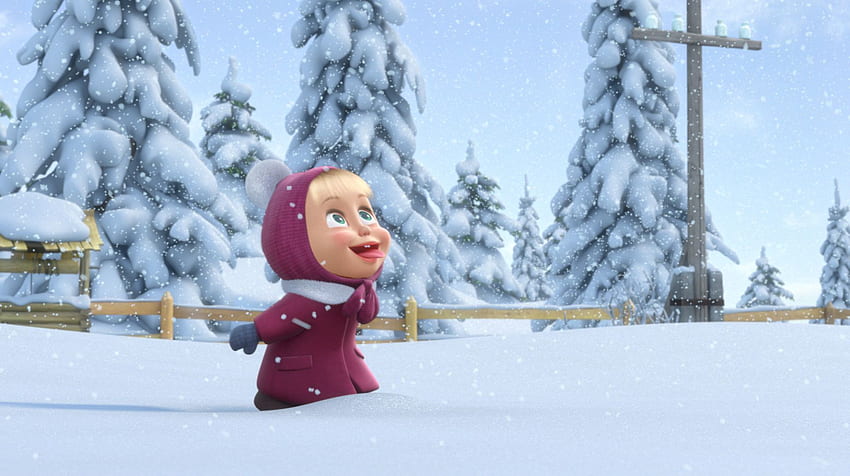 Cartoon, Winter, Children, Snow HD wallpaper