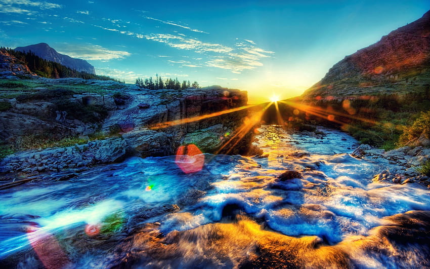 Nature, Sunset, Sky, Shine, Light, Bright, Foam HD wallpaper