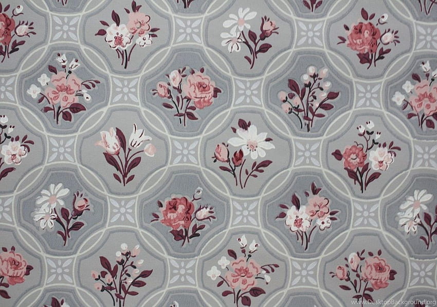 1940's Vintage Pink Roses On Gray In By HannahsTreasures Background, 1940s HD wallpaper