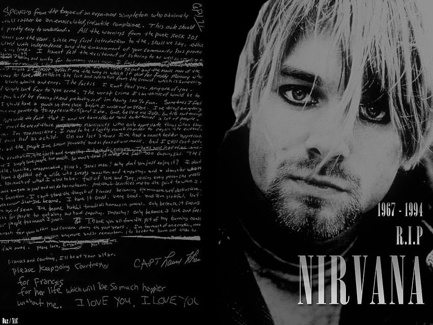 kurt cobain, man, entertainer, nirvana, singer, people, band, rock, death, sad, note, male HD wallpaper