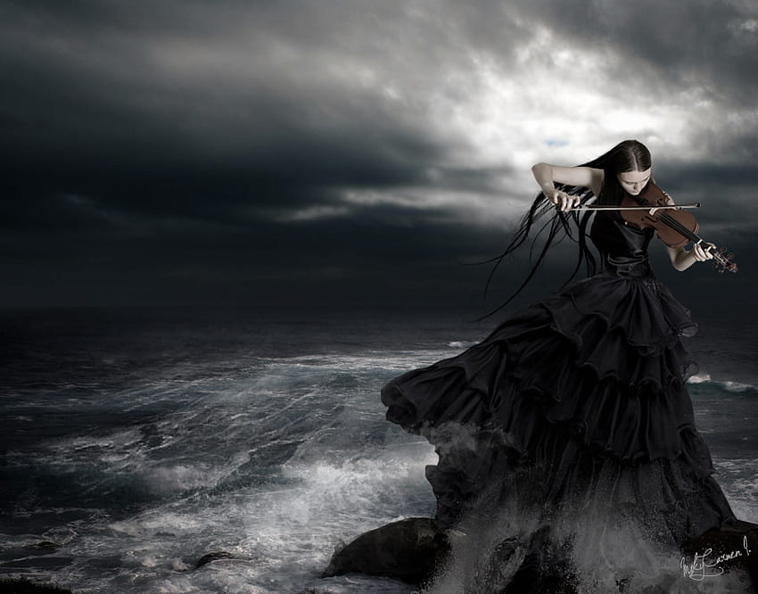 Sea Symphonia, Meer, Gothic, Wolken, Symphonie, Geige HD-Hintergrundbild