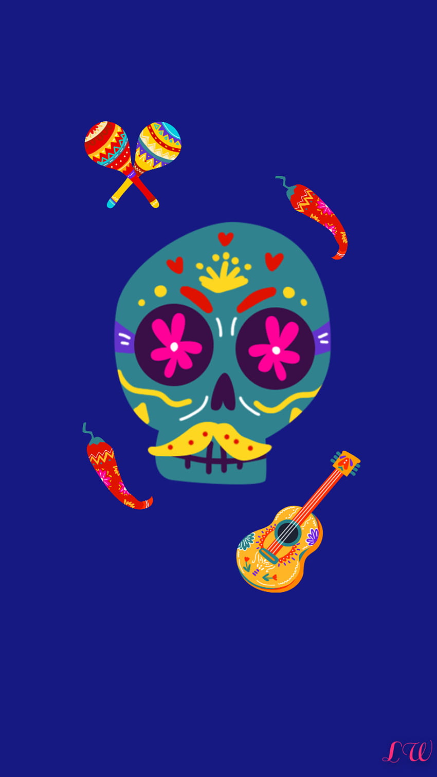 Skull, electric blue, magenta, spanish, pink, sugar skull, Blue HD phone wallpaper