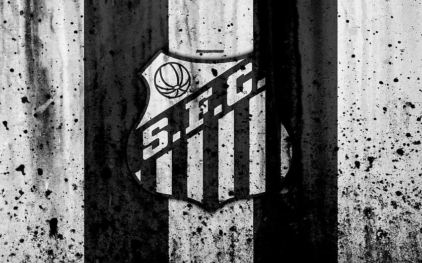 FC Santos, , grunge, Brazilian Seria A, logo, Brazil, soccer, football club, Santos, stone texture, art, Santos FC for with resolution . High Quality HD wallpaper