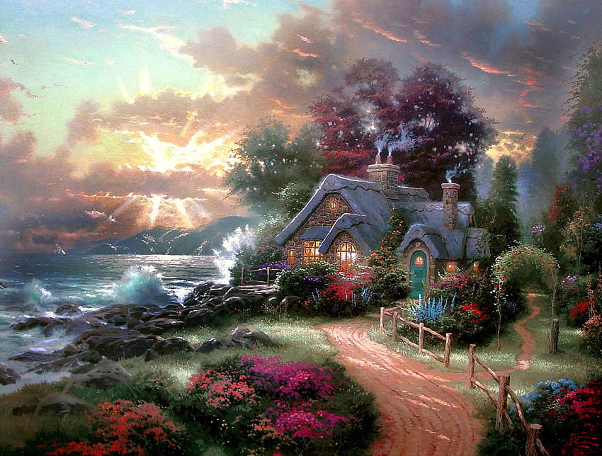 หมู่บ้านแฟนตาซี หมู่บ้าน . . โทมัส, Storybook Cottage Garden วอลล์เปเปอร์ HD