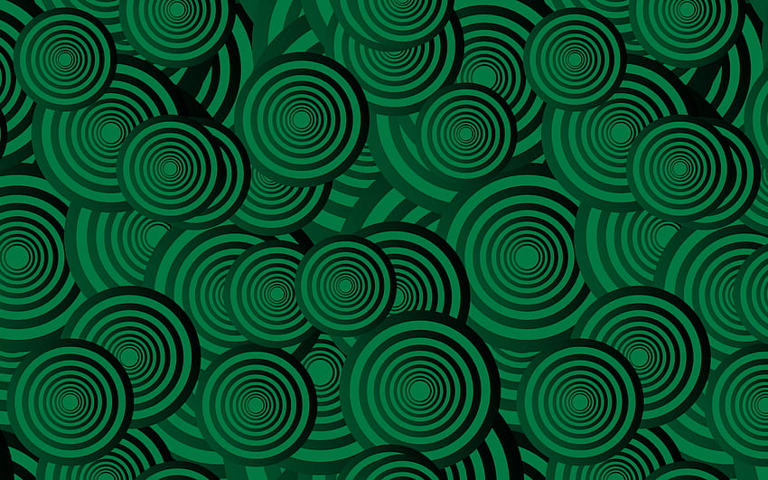 тъмнозелена текстура с кръгове, зелена текстура на кръгове, ретро текстура, тъмен творчески фон, фон със зелени кръгове за с разделителна способност. Високо качество HD тапет