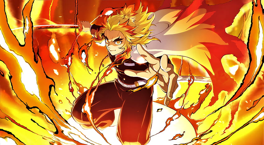 Demon Slayer Kyojuro Rengoku Flame Hashira HD 4K Wallpaper #8.2037