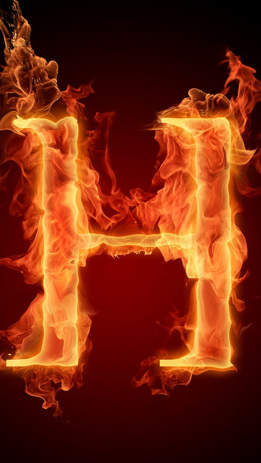letter, fire, h, flame, alphabet HD phone wallpaper