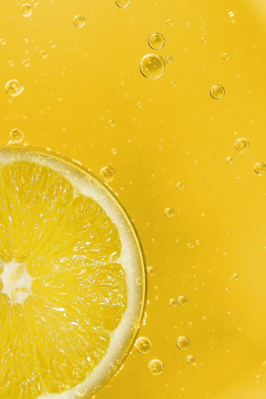 Lemon slice, bubbles, close up HD phone wallpaper