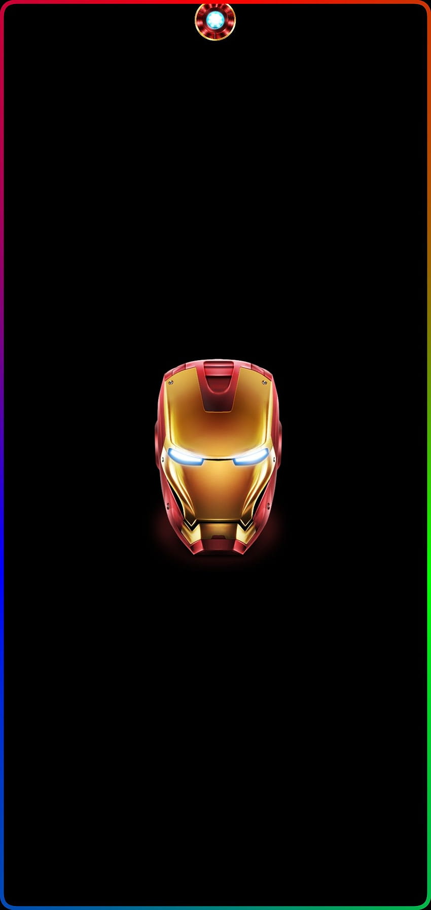 Iron man with punch hole and gradient border light, Middle Punch Hole HD phone wallpaper