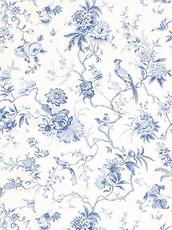 Blue Vintage Floral Fabric Wallpaper and Home Decor  Spoonflower