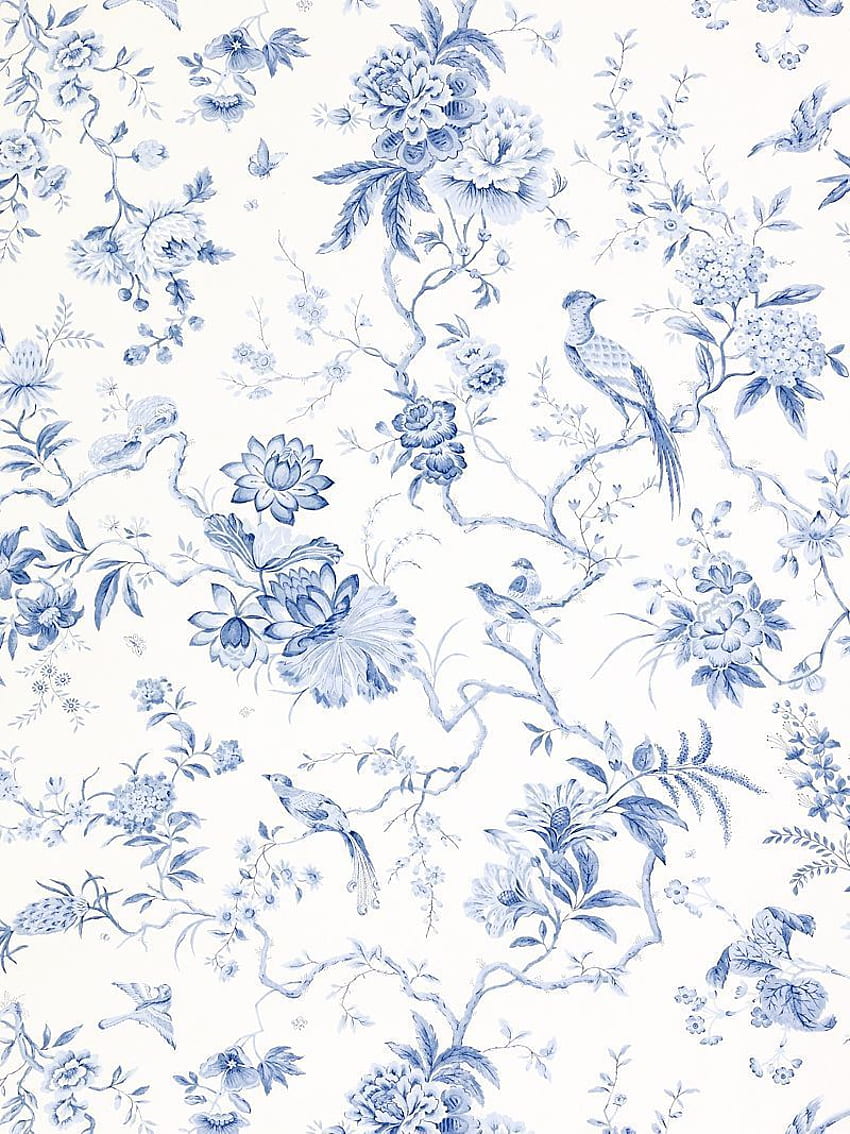 Azul, floral. .uk, vintage azul e branco Papel de parede de celular HD