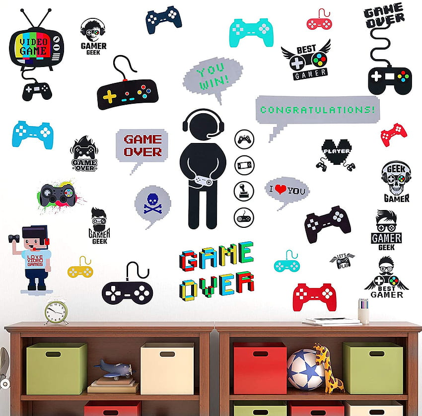 Pieces Video Game Wall Decals Gaming Controller Wall Stickers Removable DIY Cartoon Party for Playroom Bedroom Living Room Decor HD wallpaper