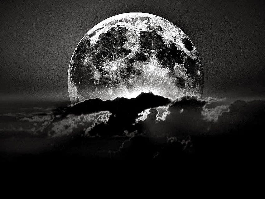 黒い月の背景、クールな黒い月、 高画質の壁紙