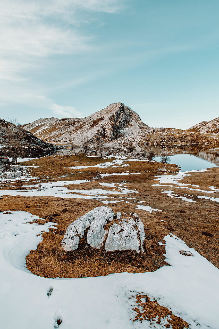 Winter, rocky hills, landscape, nature HD phone wallpaper