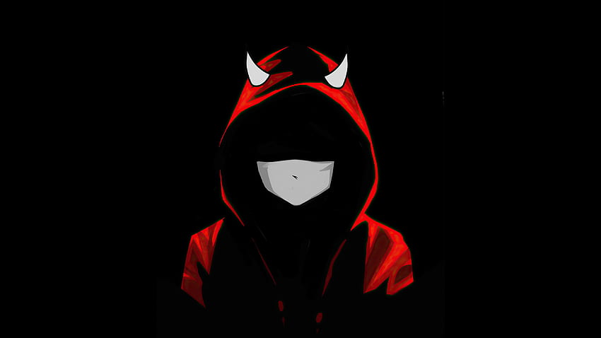 Devil boy in mask, red hoodie, dark HD wallpaper