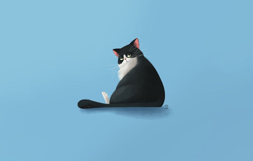 Minimalism, Cat, Background, Cat, Spicchio the Cat, Modern Cat HD wallpaper