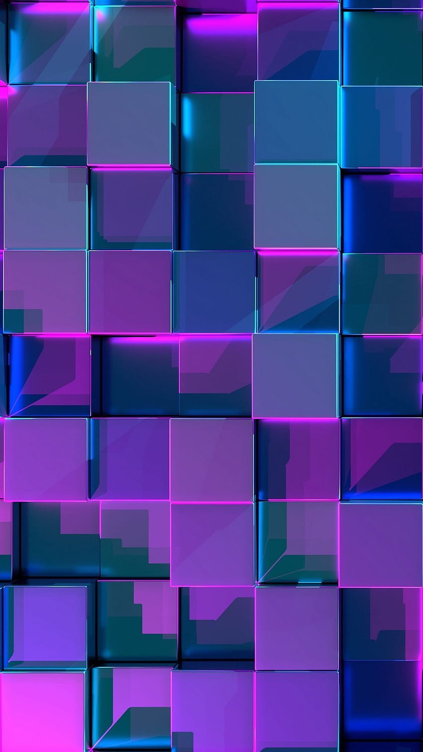 3D Cubes Surface Rendering - . Neon , Colorful , iPhone violet, Purple 3D Cube HD phone wallpaper