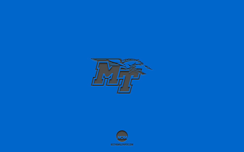 Middle Tennessee Blue Raiders, blue background, American football team, Middle Tennessee Blue Raiders emblem, NCAA, Tennessee, USA, American football, Middle Tennessee Blue Raiders logo HD wallpaper