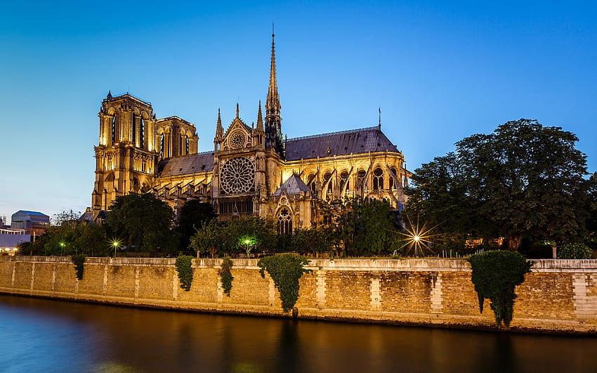 Paris France Seine River And Notre Dame De Paris Cathedral In HD ...