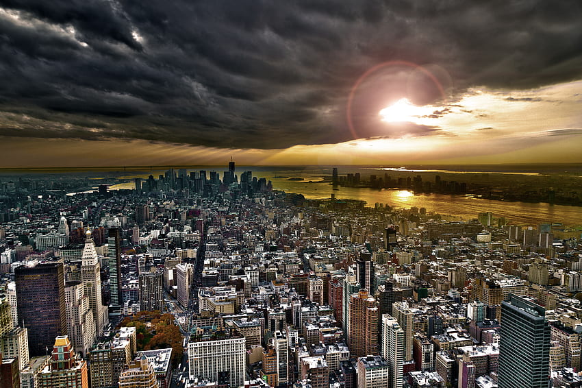 도시, 하늘, 구름, 시티, 건물, 고층 빌딩, 뉴욕 HD 월페이퍼