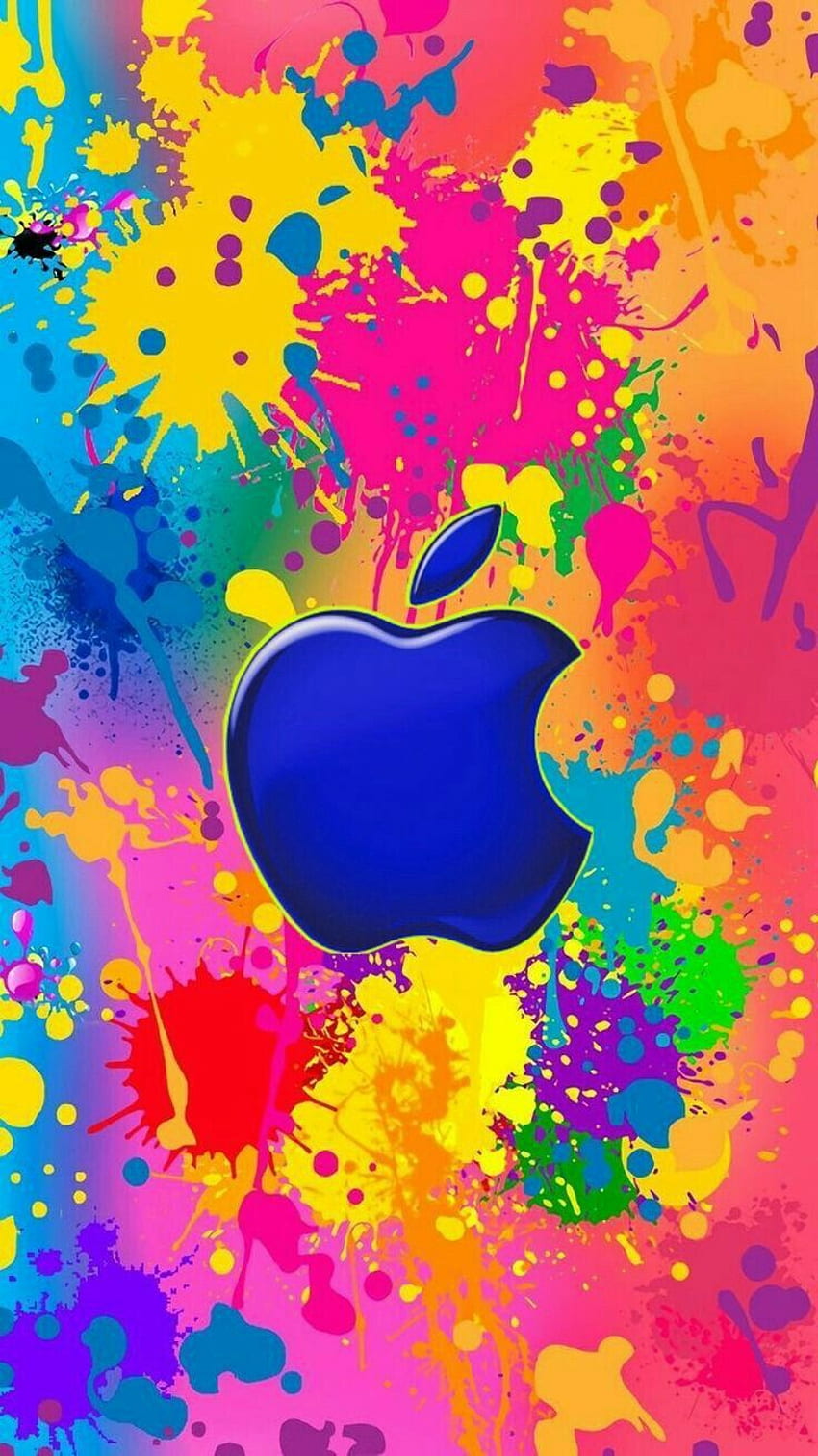 Paint Splatter with Blue Apple. Apple logo iphone HD phone wallpaper ...