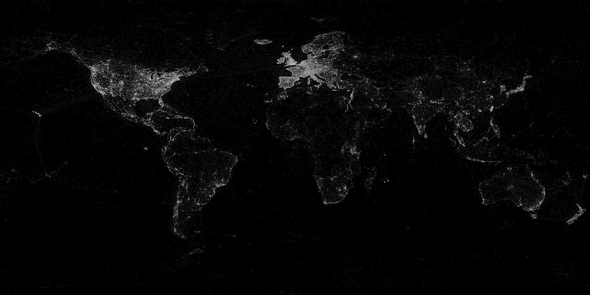 Черна карта на света, световна часова зона HD тапет
